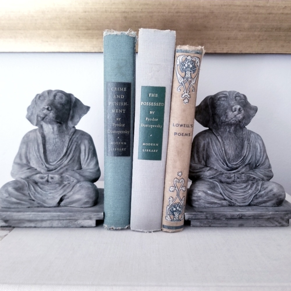 Dog Zen Yoga Buddha Bookends